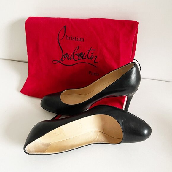 LOUBOUTIN - Authentic Black Leather Stiletto - Picture 1 of 9